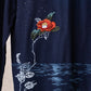 Midnight moon and camellia long T-shirt