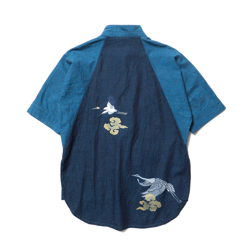 オスティアジャパンコロモ 衣 ブルゾン 花柄 刺繍 和風 京都 ネイビー L オスティア・ジャパン 衣 古代新 – AUSTERE JAPAN KOROMO