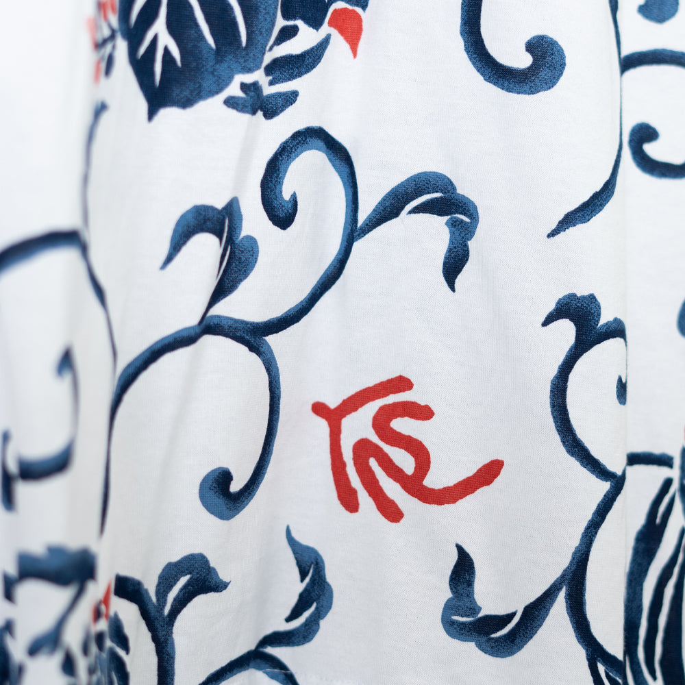Paulownia Arabesque & Phoenix Asymmetrical Hem Tuck Tunic