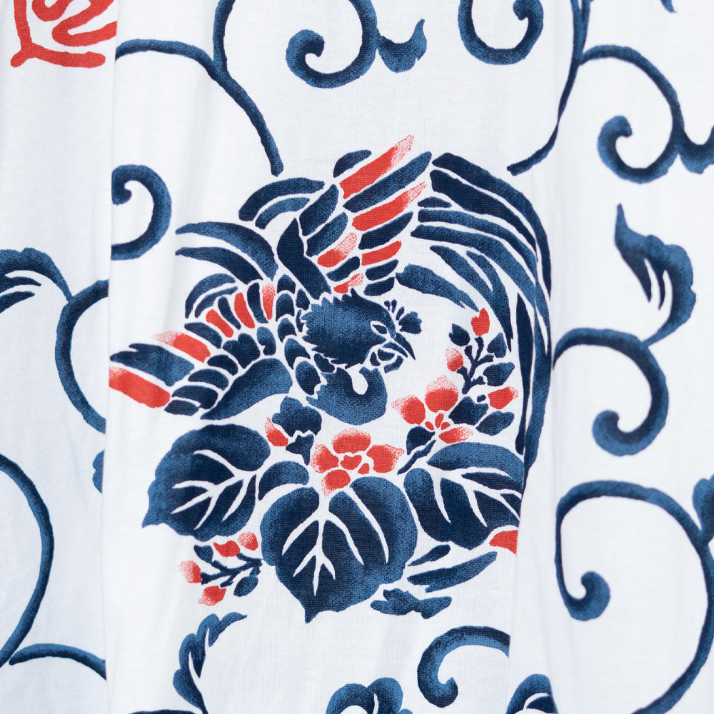 Paulownia Arabesque & Phoenix Asymmetrical Hem Tuck Tunic