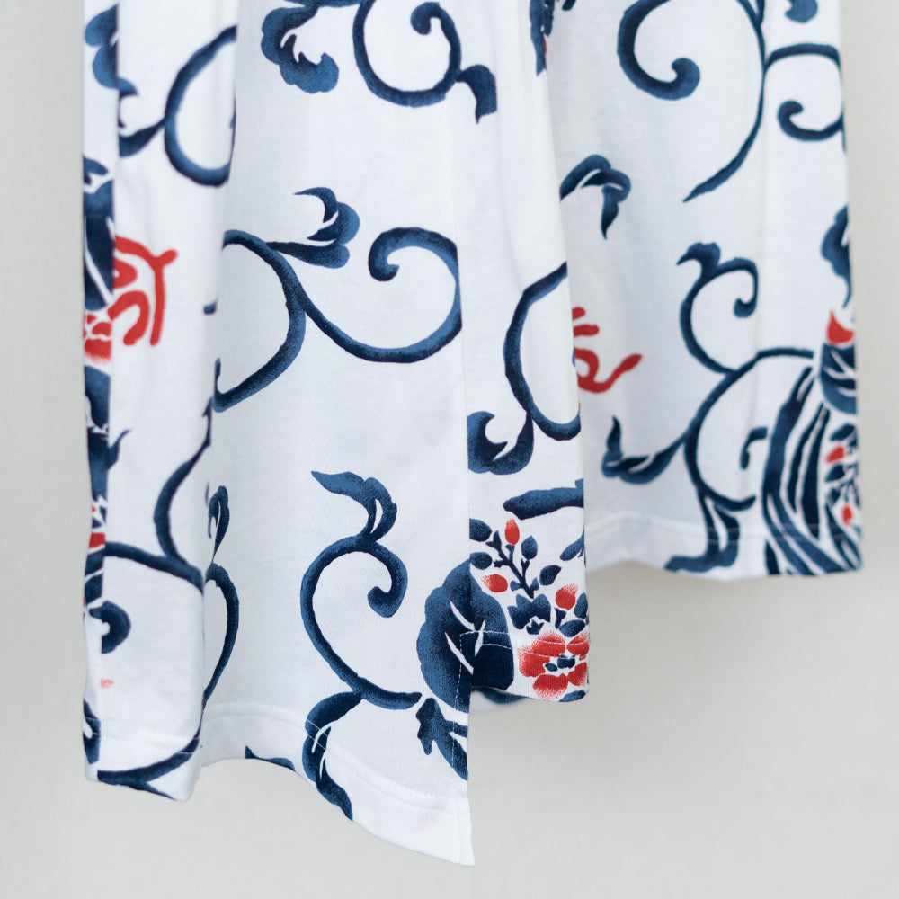 Paulownia Arabesque & Phoenix Asymmetrical Hem Tuck Tunic