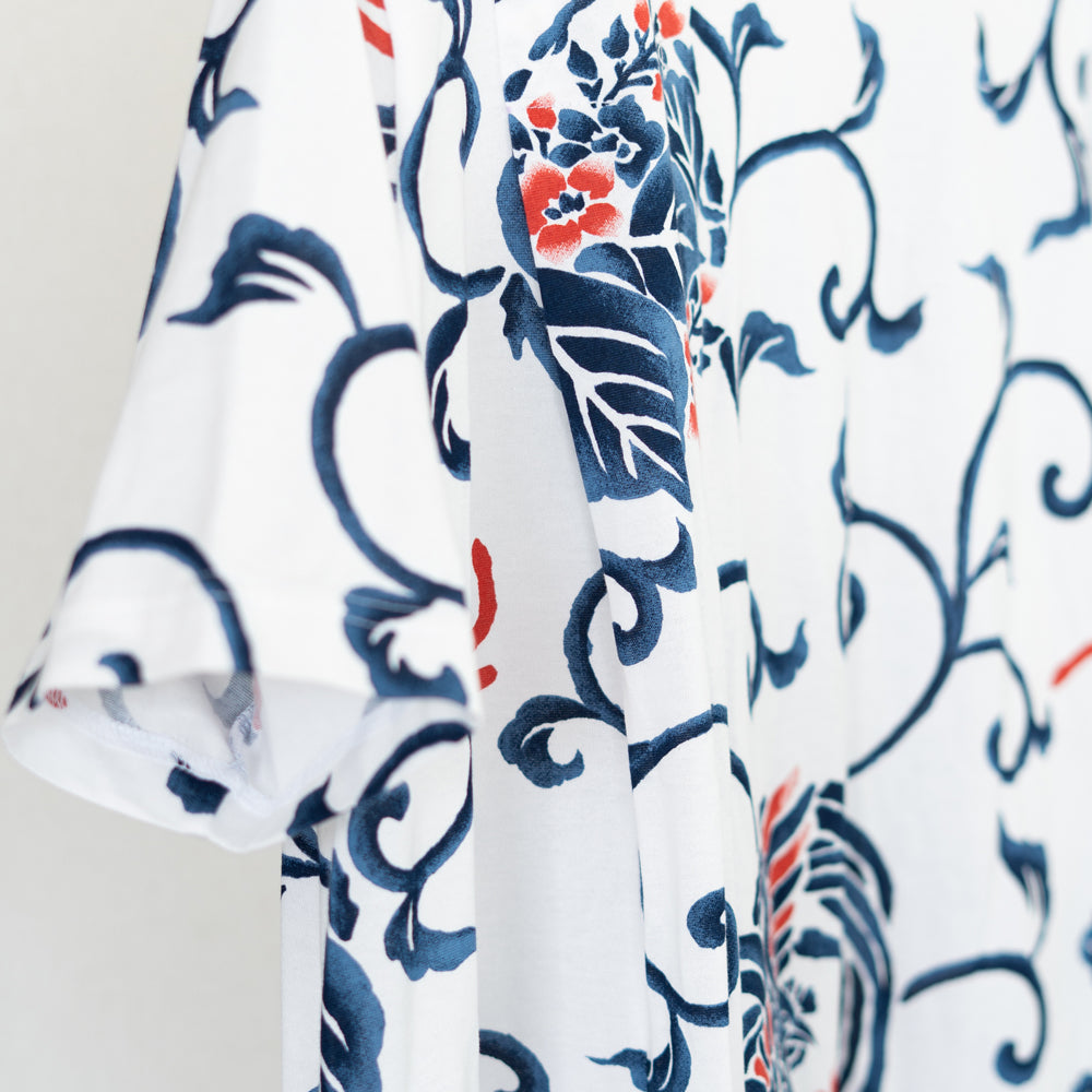 Paulownia Arabesque & Phoenix Asymmetrical Hem Tuck Tunic