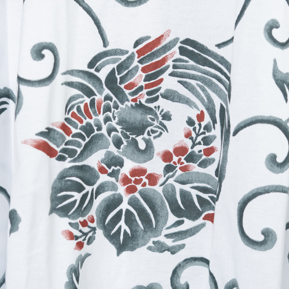 Paulownia Arabesque & Phoenix Asymmetrical Hem Tuck Tunic