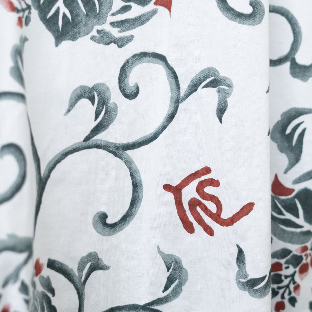 Paulownia Arabesque & Phoenix Asymmetrical Hem Tuck Tunic