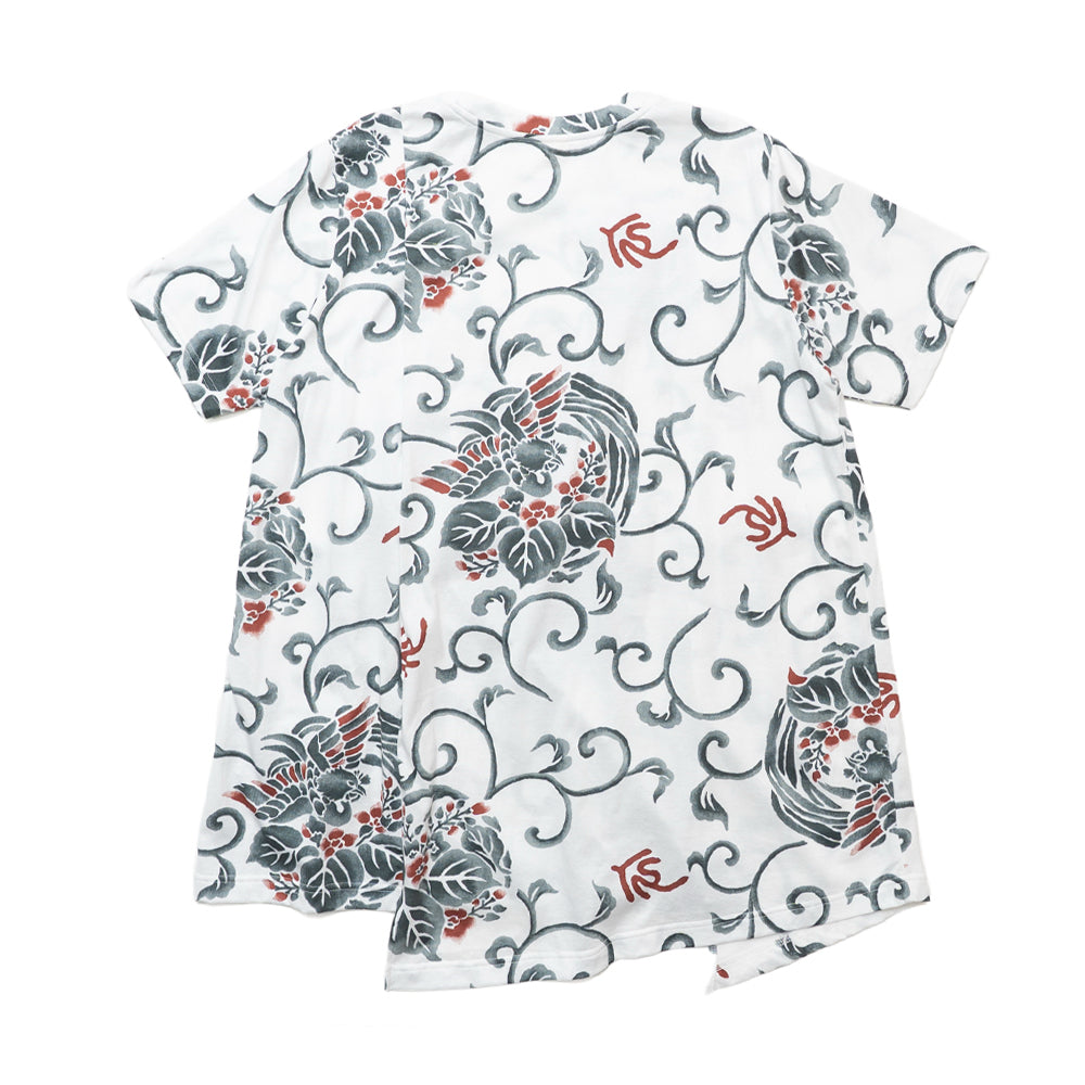 Paulownia Arabesque & Phoenix Asymmetrical Hem Tuck Tunic
