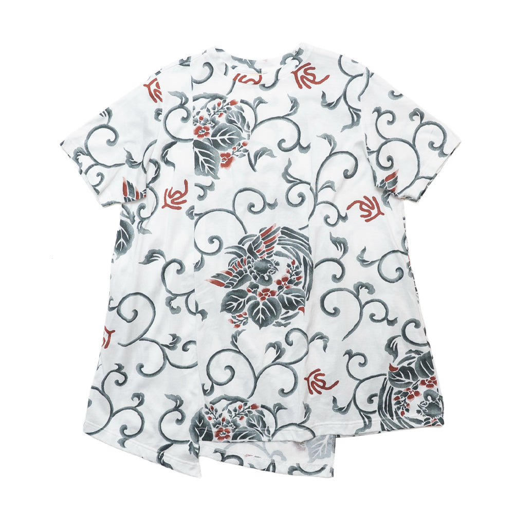 Paulownia Arabesque & Phoenix Asymmetrical Hem Tuck Tunic