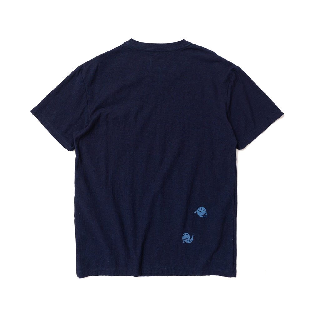 インディゴVネックポケット付き半袖Tシャツ（妖怪） – AUSTERE JAPAN