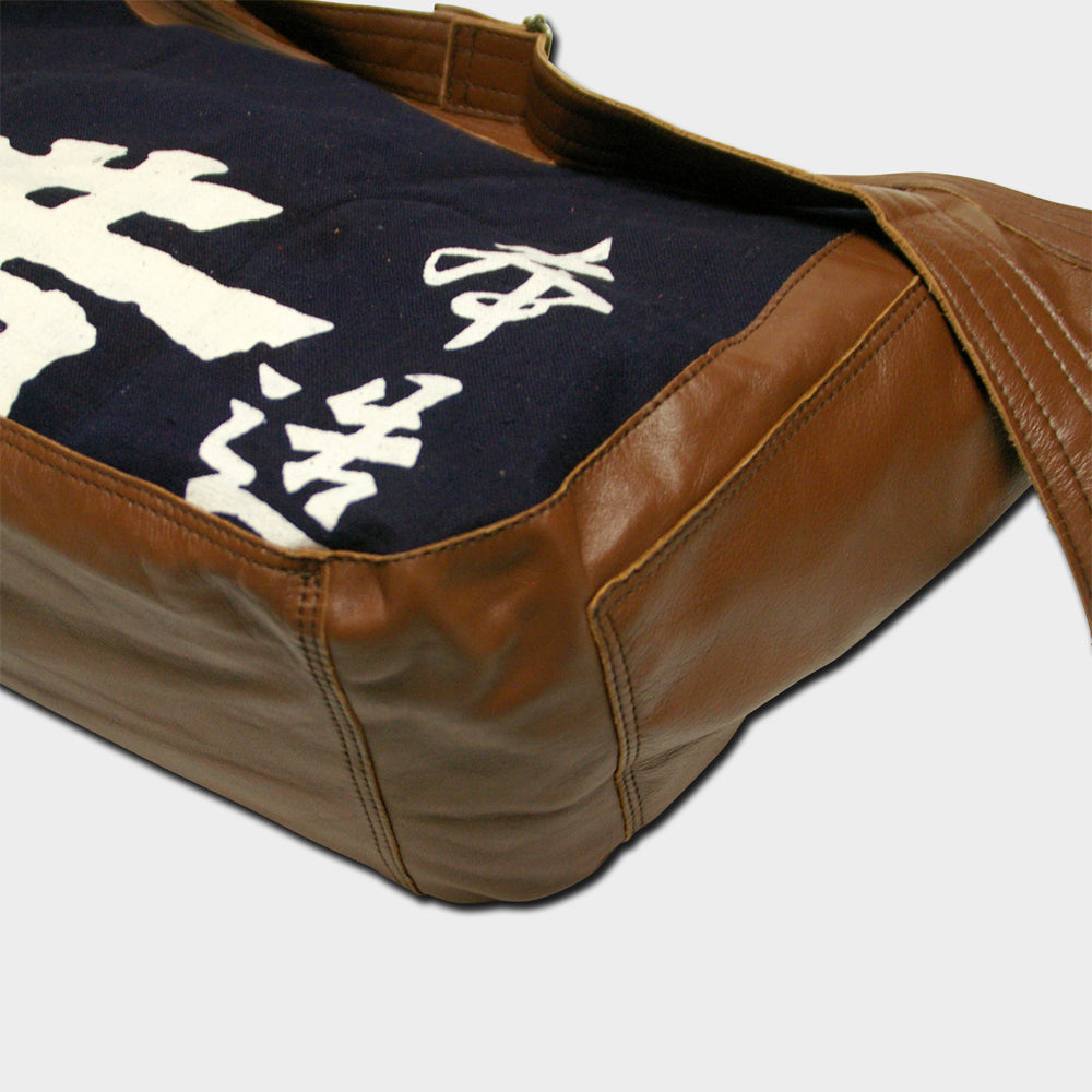 Japanese old apron × Real Leather Shoulder bag