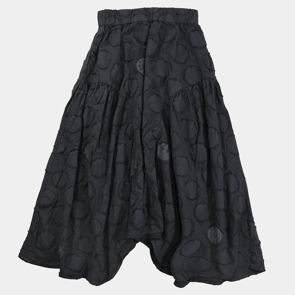 Circle cut jacquard family crest skirt