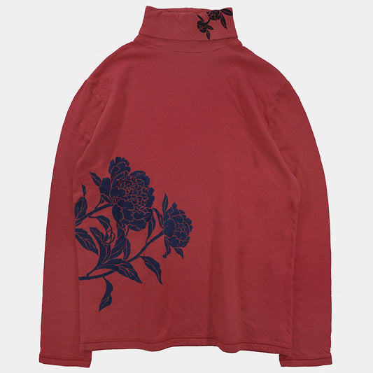 芍薬タートルネック長袖Tシャツ