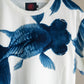 青い蝶尾金魚総柄　半袖Tシャツ